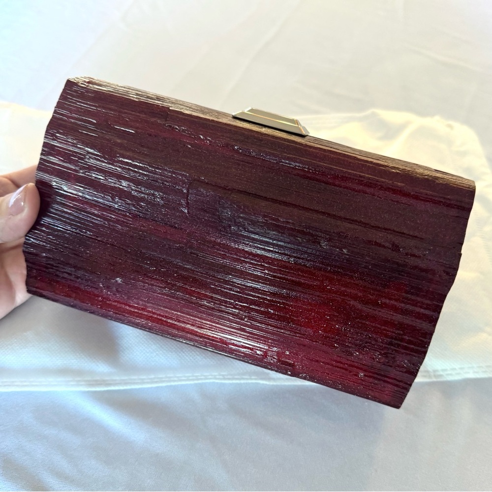 RARE Kara Ross Gemmo garnet red resin minaudiere / evening clutch - Picture 2 of 10